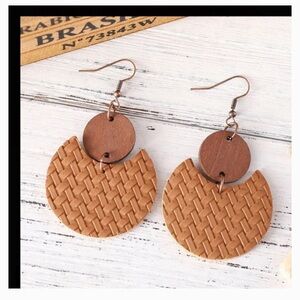 Bohemian Rattan & Wood Hoop Earrings